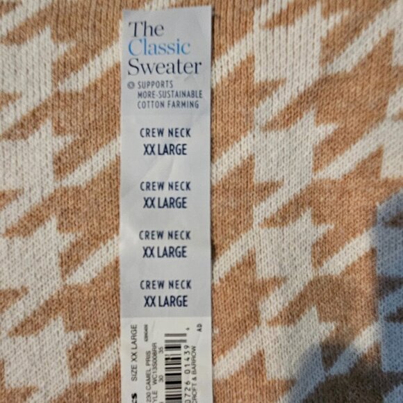 Croft & Barrow Classic Crewneck Camel & Pristine Sweater Size XXL NWT - Picture 3 of 7